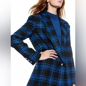 Alice + Olivia Denny Notch Collar Boyfriend Blazer Blue 4